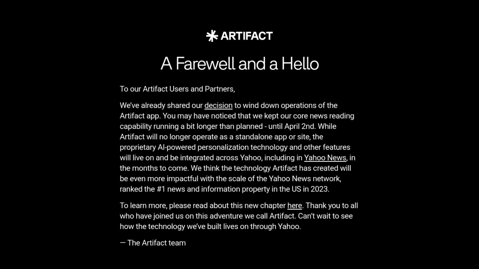 Artifact News